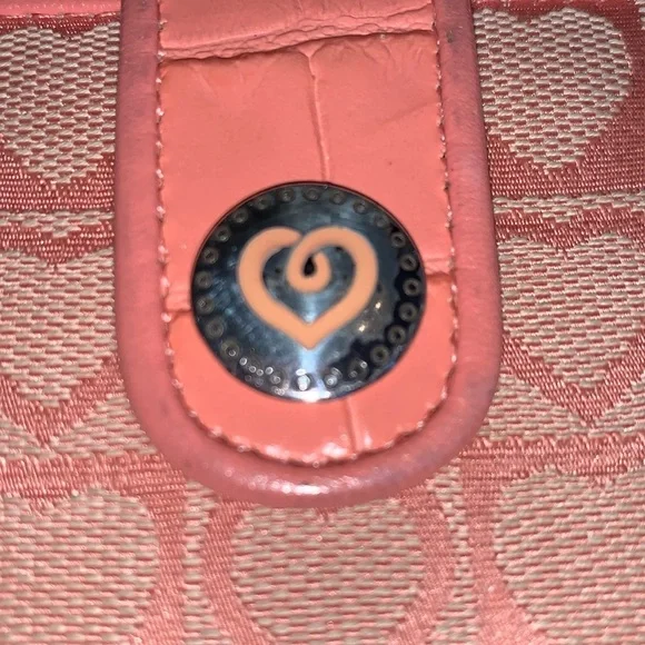 BRIGHTON wallet, pink croc print leather with pink hearts fabric. Adorable! - Picture 8 of 16